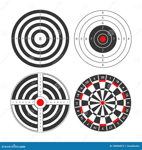 Shooting Range Targets Vector Icons Template For Darts And Gun Shoot