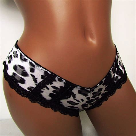 Women Panties White Leopard Sexy Panties Silky Satin Sexy Thong Soft