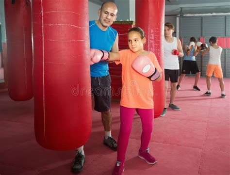 Girl Teenager At Boxing Workout On Punching Bag Stock Photo Image Of