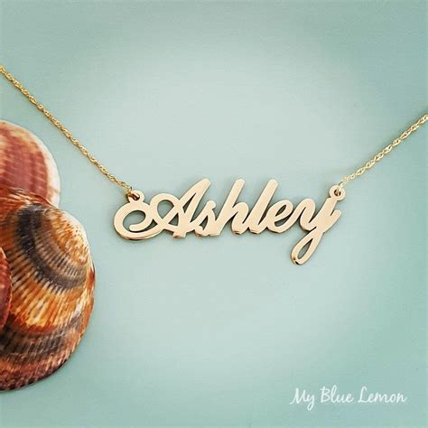 Order Any Name For Your Solid 14k Gold Ashley Style Nameplate Necklace