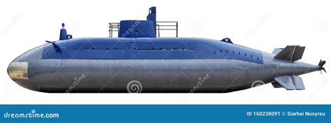 Military Submarine Isolated On White Background Stock Illustration