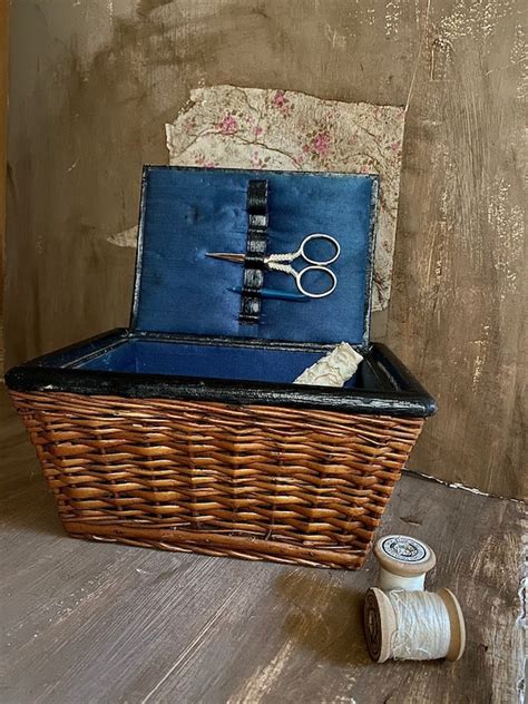 Vintage Sewing Basket Antique Sewing Basket With Sewing Kit Etsy