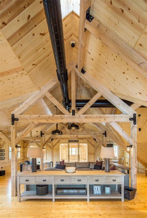 Exposed Wood Beams In A Barn Home Loft Living Post And Beam Homes