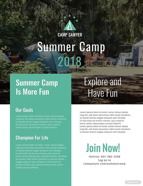 Summer Camp Pamphlet Template In Publisher Illustrator Pages Photoshop Ms Word Download