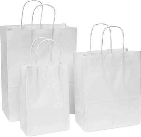Prime Line Packaging White Kraft Paper Shopping Bags With Handles