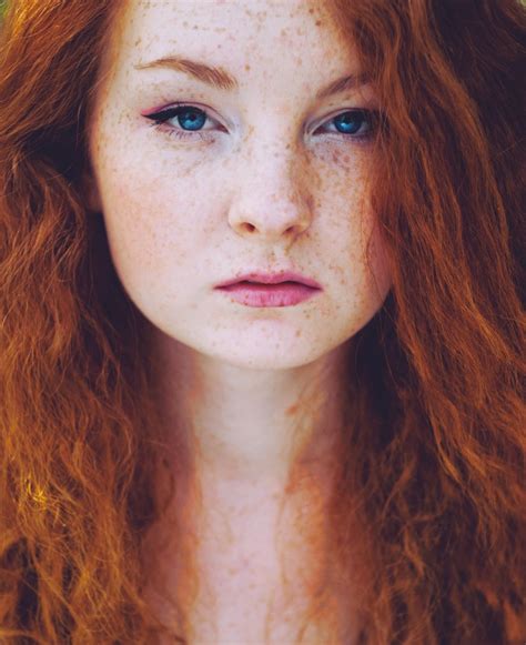 X Redhead Women Leaves Blue Eyes Long Hair Freckles Face