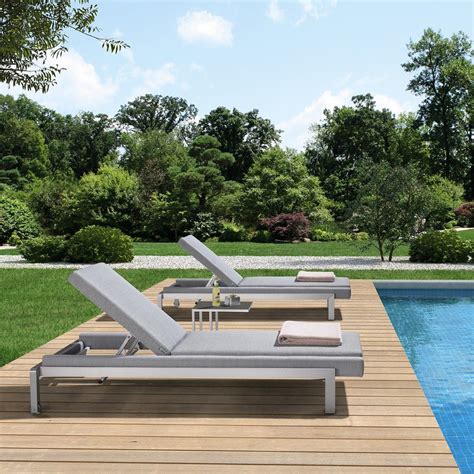 Simple Modern Furniture Pool Aluminum Chaise Lounge With Side Table