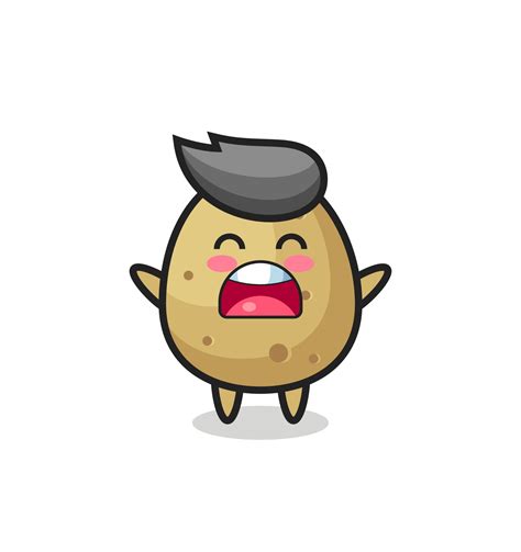 Cute Potato Mascot With A Yawn Expression 3401678 Vector Art At Vecteezy