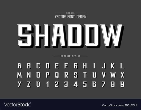 Black Shadow Font And Alphabet Bold Modern Vector Image