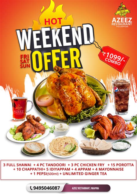 Azeez Restaurant Social Media Poster Hot Weekend Combo Offer With