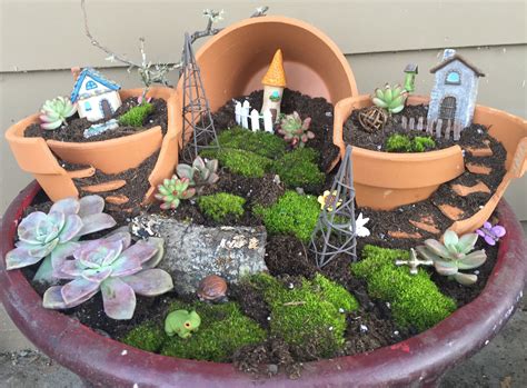 Fairy Garden In Broken Clay Pot Planartisticquotes