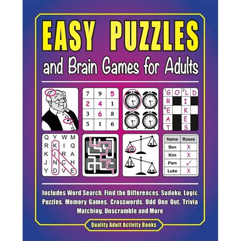 Easy Puzzles And Brain Games For Adults Includes Word Search Find The