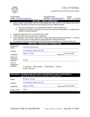 Fillable Online City Of Dallas Lobbyist Registration FormPDF Fax Email