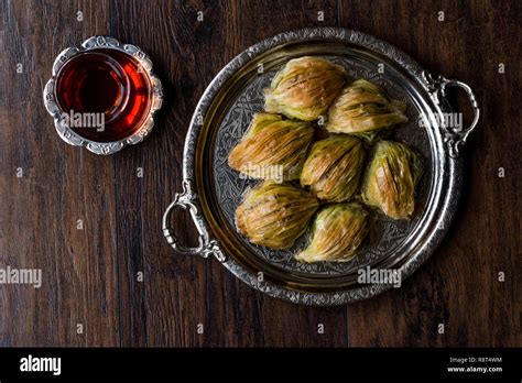 Turkish Midye Baklava Mussel Shape Baklawa With Green Pistachio