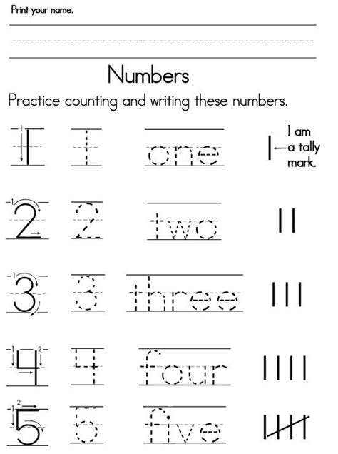 Pre K Printable Worksheets Numbers Learning How To Read