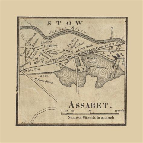 Assabet Sudbury Massachusetts 1856 Old Town Map Custom Print