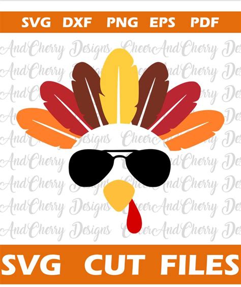 The Svg Cut Files For Thanksgiving Turkey Head With Sunglasses And