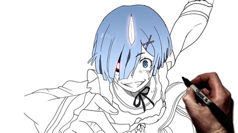How To Draw Rem Demon Form Step By Step Rezero Youtube