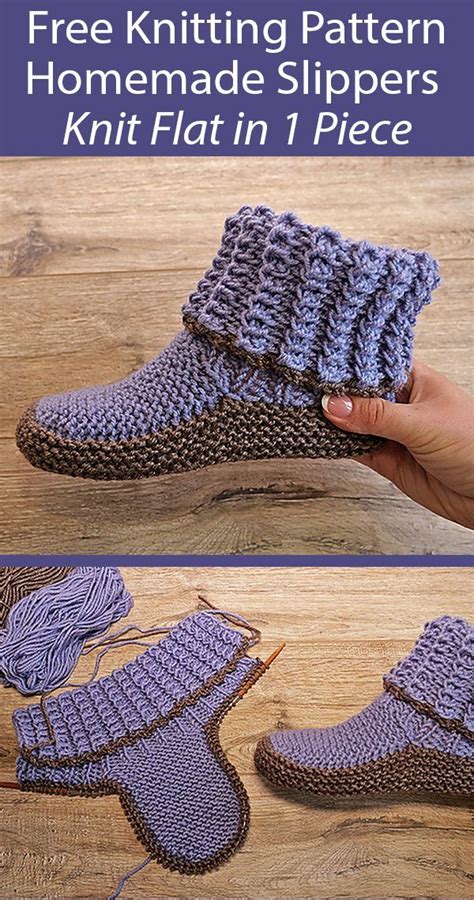 Knitting Socks Free Knitting Pattern For Homemade Slippers Knit Flat