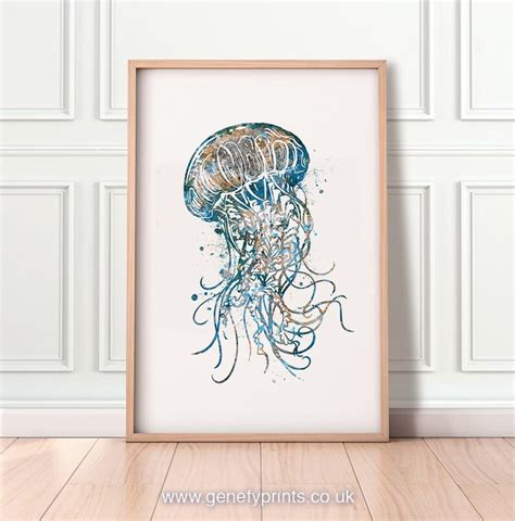 Jellyfish Watercolor Art Print Jellyfish Watercolor Poster Etsy