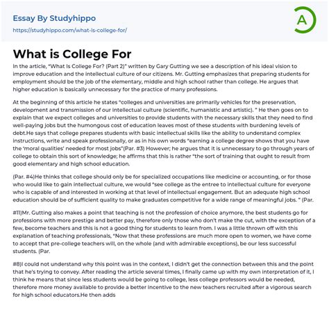 What Is College For Essay Example