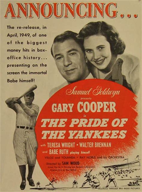 Pride Of The Yankees Gary Cooper 1949 Re Release Movie Ad Vintage Magazine Ads