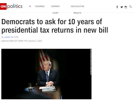 Democrats To Ask For 10 Years Of Presidential Tax Returns In New Bill