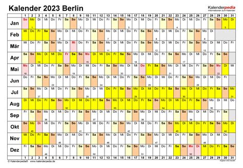 Kalender 2023 Berlin Ferien Feiertage Pdf Vorlagen