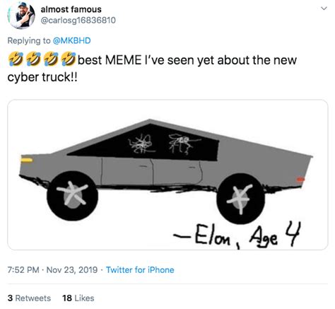Tesla cyber truck drawing elon musk new truck electric basit kolay kamyonet spor araba çizim pickup realistic car easy draw sport for kids step by step. Tesla Cybertruck Memes Explode but Elon Musk Laughs Last ...