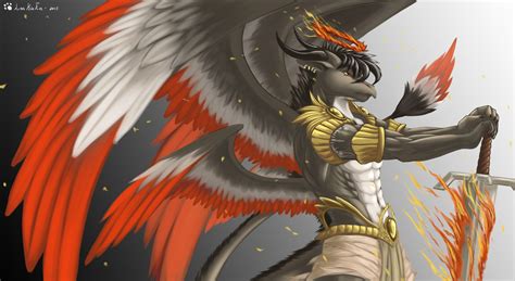 Wallpaper Illustration Anime Wings Sword Dragon Furry Anthro