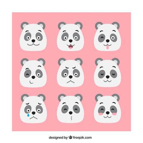 Premium Vector Panda Bear Emoticons With Great Facial Expressions