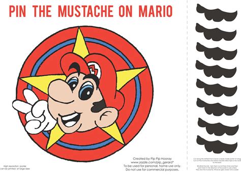 Free Pin The Mustache On Mario Party Game Super Mario Bros Party