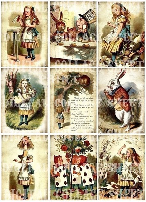 Alice In Wonderland Vintage Images Digital Collage Sheet