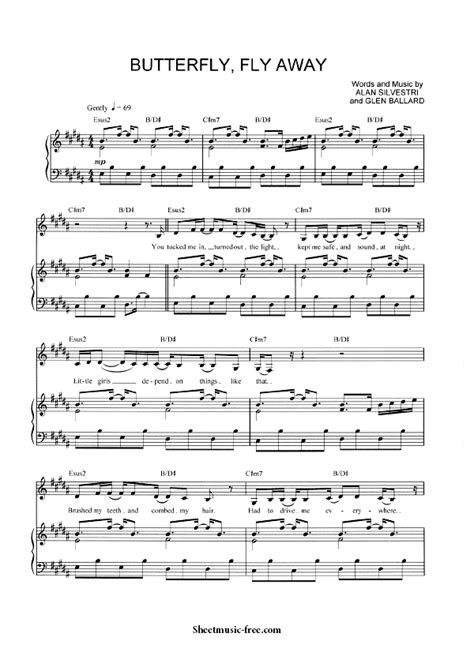 Butterfly Fly Away Sheet Music Miley Cyrus | ♪ SHEETMUSIC-FREE.COM