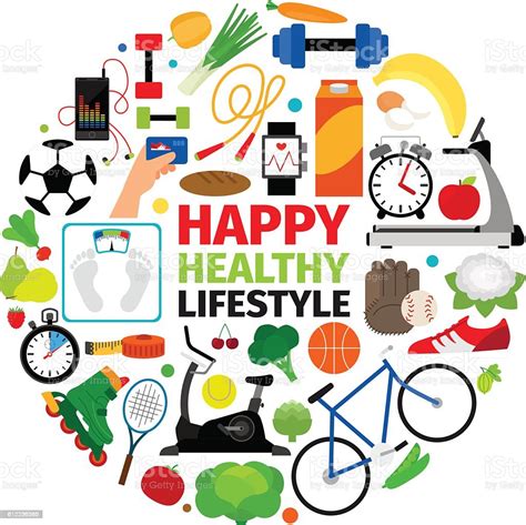 Healthy Lifestyle Round Emblem Stock Illustration Download Image Now