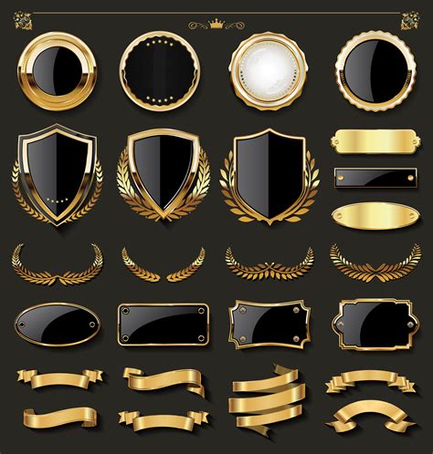 Download Retro golden badge vector illustration collection ...