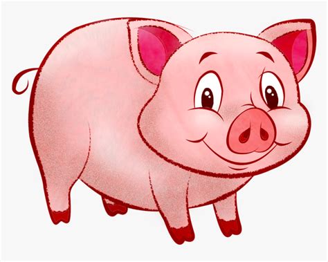 A Pink Pig With Big Eyes Standing In Front Of A White Background