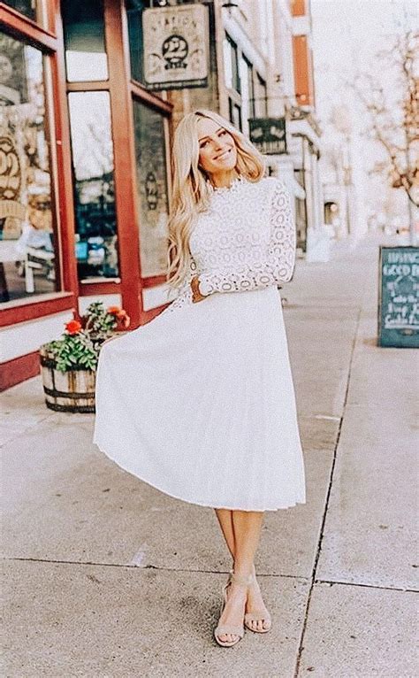 Modest White Dress With Long Sleeves By Perfect Date