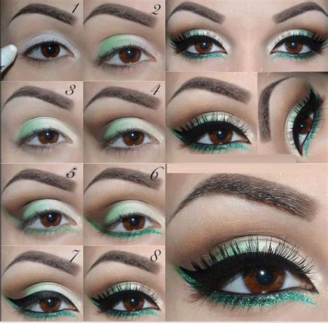 Maquillage Eye Liner Vert Vert Blanc Et Brun Green Eyeshadow Eyeshadow