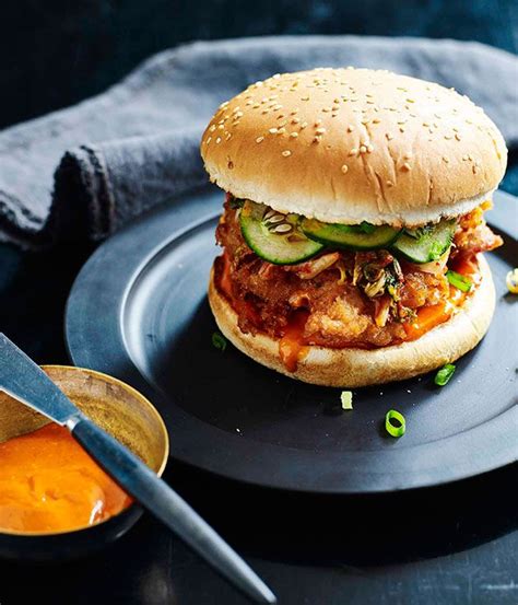 You might also enjoy our veal schnitzel recipe, which is served with delicious minted peas. Korean fried chicken burger recipe - Dan Hong | Recipe ...