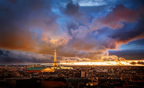 Sunset Over Paris Hd World 4k Wallpapers Images