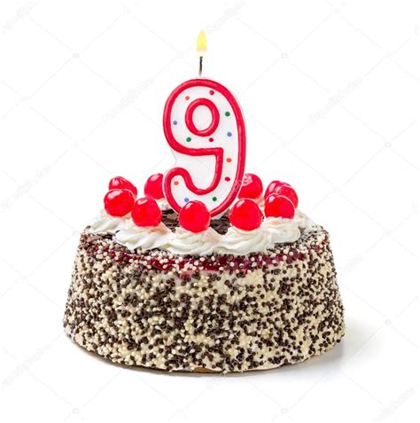 Birthday Cake With Burning Candle Number — Stock Photo © Zerbor 55308963