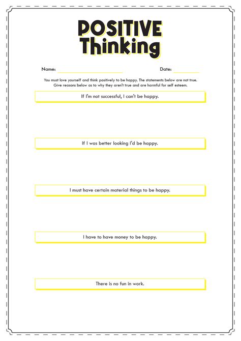 15 Positive Thinking Worksheets Printable Free Pdf At