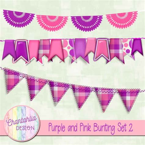 Free Purple And Pink Bunting For Digital Scrapbooking