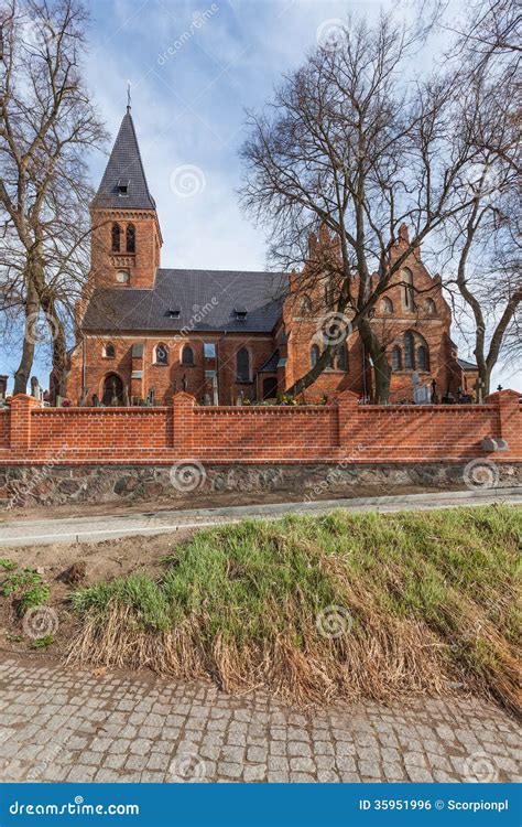 The Historic Red Brick Church And Cemetery Stock Photo Image Of Field