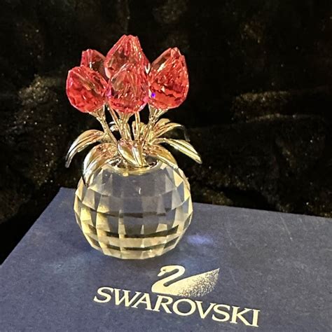 Swarovski Accents Authentic Swarovski Crystal Pink Tulips Signedoriginal Box Great Gift