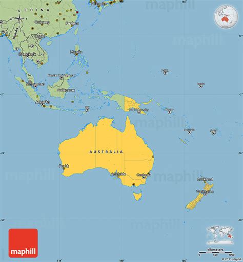 Savanna Style Simple Map Of Australia And Oceania