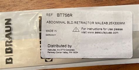 B Braun Aesculap Bt756r Abdominal Blade Retractor Maleable 25 X