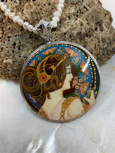Mucha Jewelry Hand Painted 925 Sterling Silver Art Nouveau Etsy Art