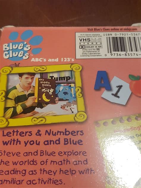 Blues Clues Abcs And 123s Vhs 1999 Nick Jr Nickelodeon Ebay Images